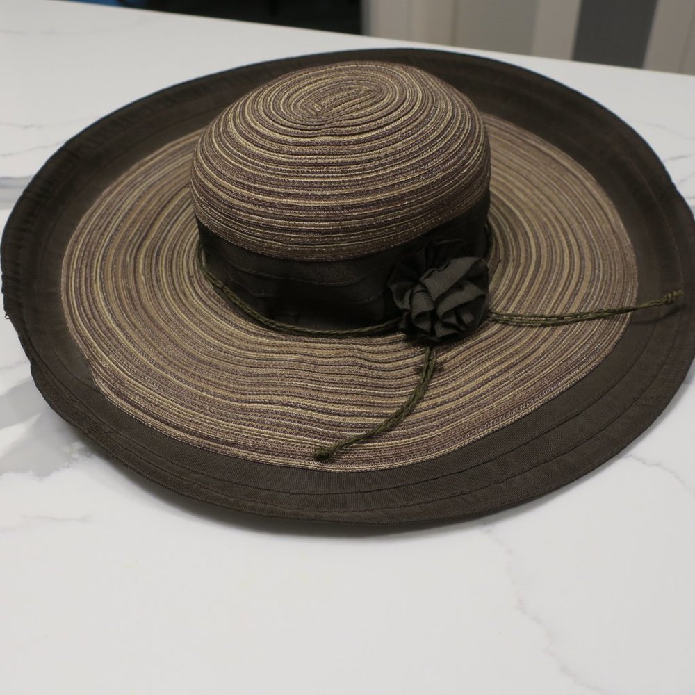 Fashionable Brown/Tan Wide Brim Hat 56cm